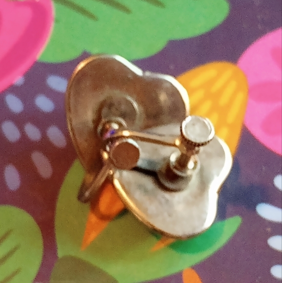 SOLD .....eart earrings with mountain design pulled in the glass, onp - Picture 3 of 4